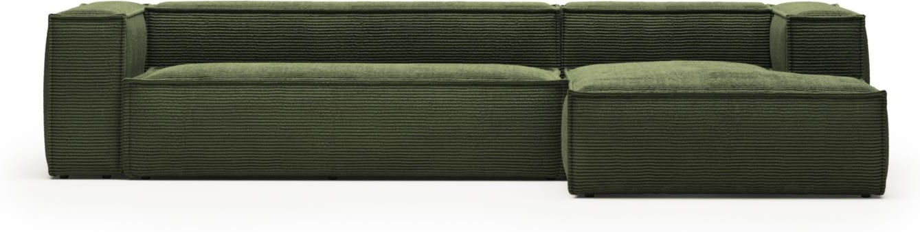 Chaiselong Sofa Kave Home Blok Højrevendt -personers Grøn Corduroy Polstret Stof