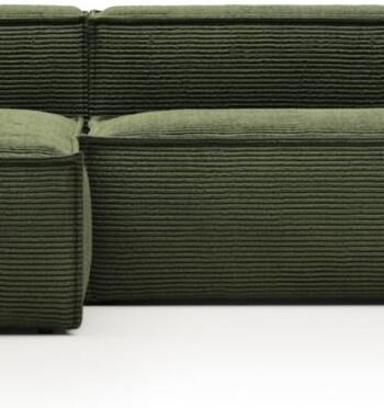 Chaiselong Sofa Kave Home Blok Venstrevendt Fløjl Grøn 300x174x69 Cm