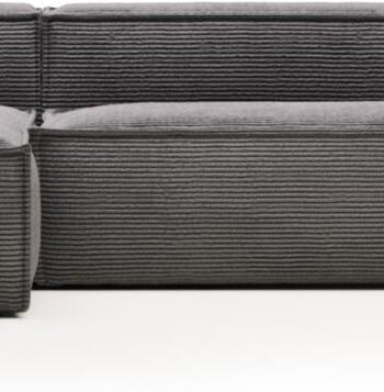 Chaiselong Sofa Venstrevendt Kave Home Blok Fløjlssofa Grå 330x174x69 Cm