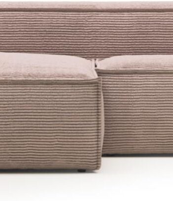 Chaiselong Sofa Venstrevendt Kave Home Blok Pink Fløjl Vintage Nordisk 240x174cm