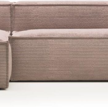 Chaiselong Sofa Venstrevendt Kave Home Blok  -personers Fløjlsstof Lyserød Nordisk Design