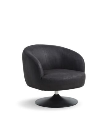 Conrad Loungestol     Armlæn Og Trompetfod Onyx Sort Micro Læder Bull Og Sort Metal