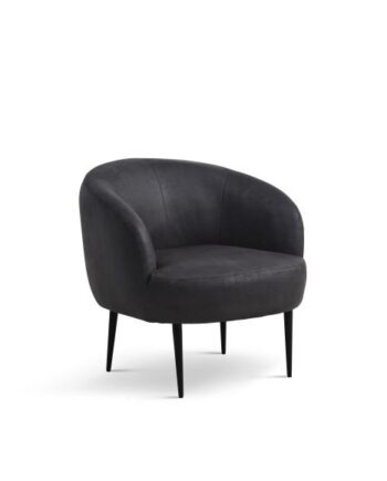 Conrad Loungestol     Armlæn Onyx Sort Micro Læder Bull Og Sort Metal