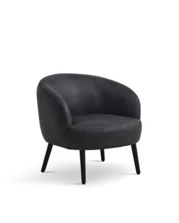 Conrad Loungestol     Armlæn Onyx Sort Micro Læder Bull Og Sort Træ