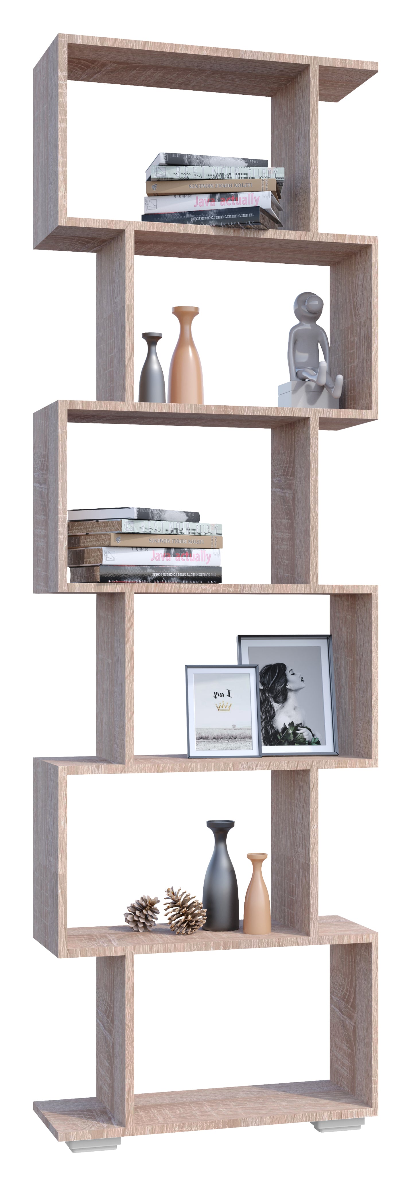 Dekorativ Zig-zag Reol  196   60   24 Cm  Naturfarvet