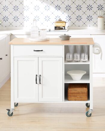 Designer Køkkenvogn   Køkkenø Med Bordplade  108x48x89 Cm  Hvid