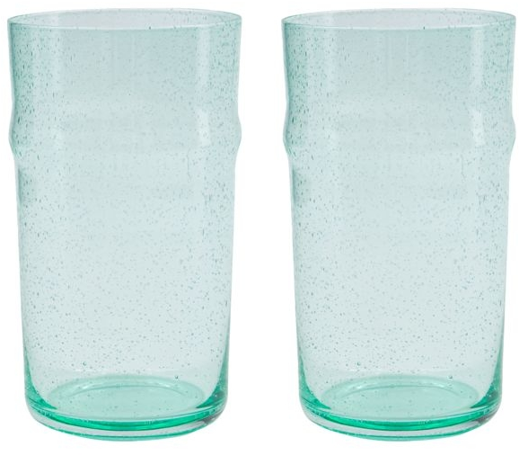 Drikkeglas House Doctor Rain Klart Blågrønt Glas Med Luftbobler ø7 H14 Cm Sæt