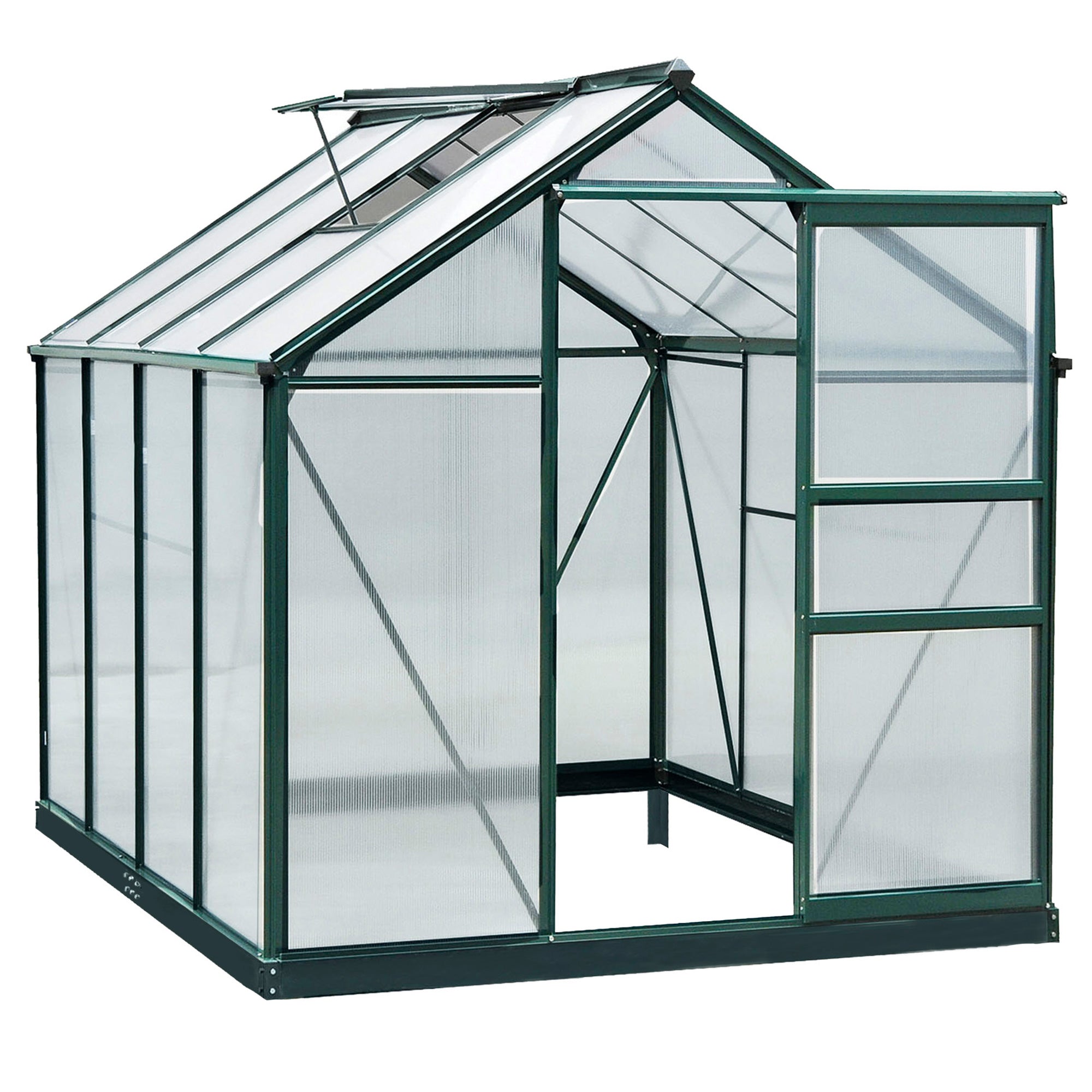 Drivhus Med Tagvindue Skydedør Transparent Polycarbonat Aluminium 190 252 201 Cm