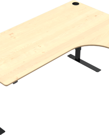 Elektrisk Hæve- Sænkebord To-bens  -form Zennord Versastand Skrivebord Natur Ahorn Sort 180x120 Cm