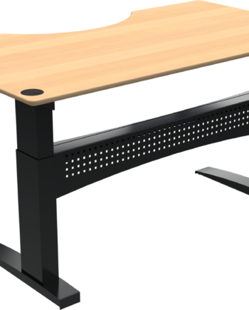 Elektrisk Hæve- Sænkebord Zennord Flexdesk To-bens Med Centerudskæring Natur Bøg Sort 180x100 Cm