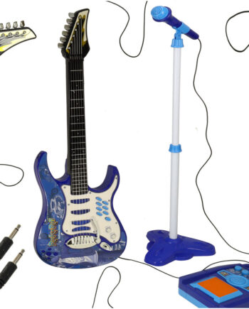 Elektrisk Rockguitar Med Forstærkermikrofon Til Børn  Blå
