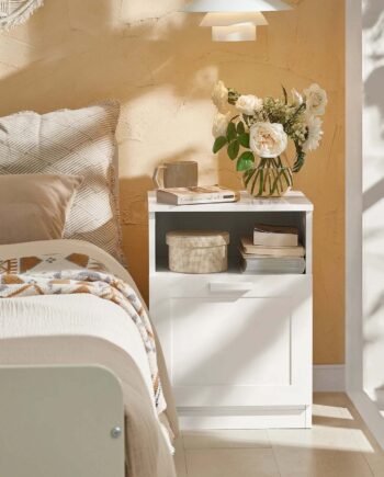 Enkelt Sidebord   Natbord   Sengebord   Skandinavisk Design  39   39   55 Cm  Hvid