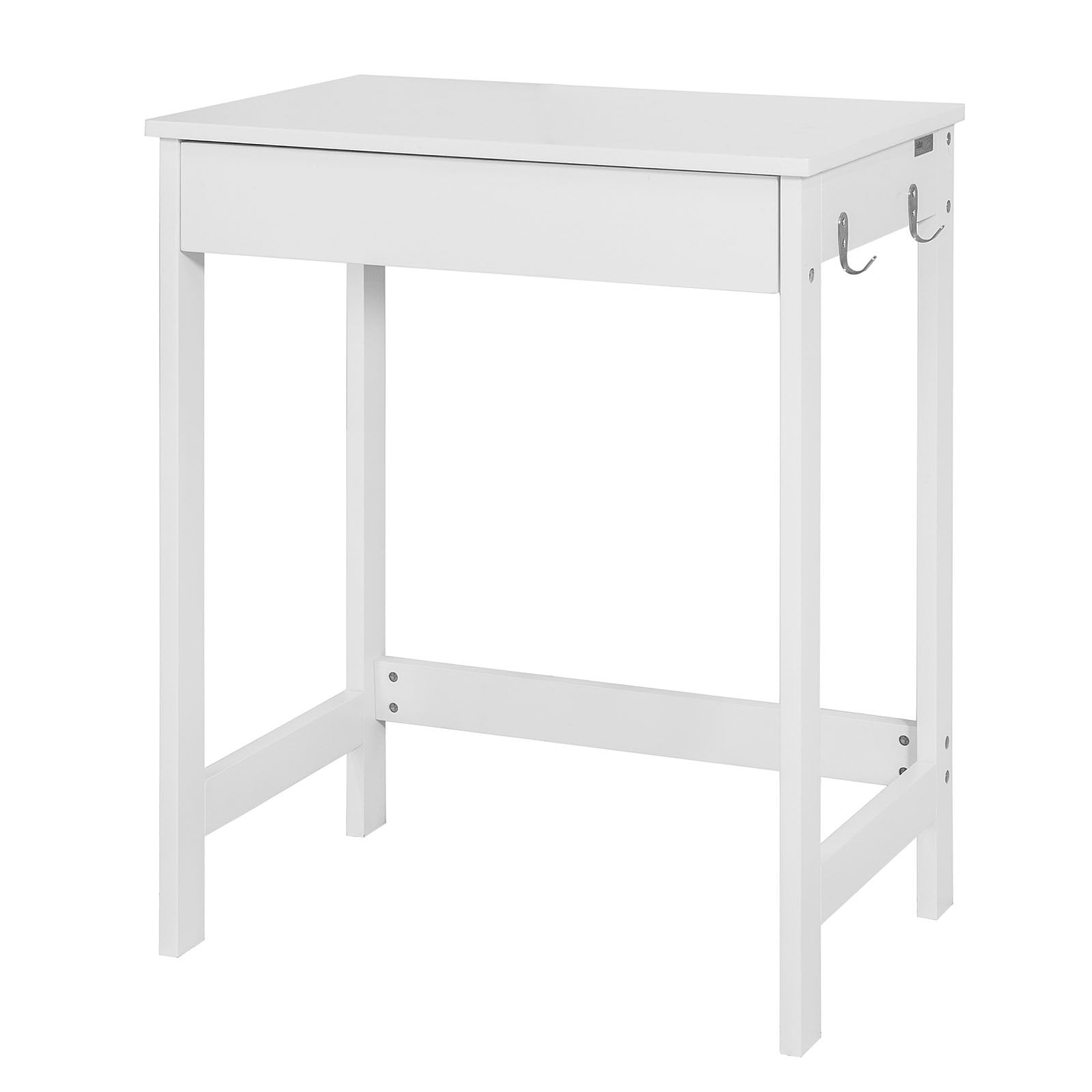 Enkelt Skrivebord Med Knager  60   40   76 Cm  Hvid