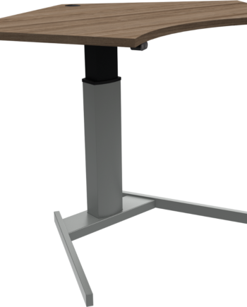 Enkeltben Hæve- Sænkebord Zennord Flexiposture Femkantet Ståbord Valnød Melamin Sølvstel Højdejusterbart 68-120 Cm