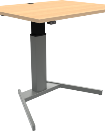 Enkeltben Hæve- Sænkebord Zennord Flexiposture Firkantet Bøg Natur Sølv Sit-stand Bord 68-120 Cm Kabelgennemføring