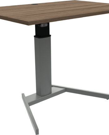 Enkeltben Hæve- Sænkebord Zennord Flexiposture Sit-stand Bord Firkantet 120x80 Cm Valnød Sølv Højdejusterbart 68-120 Cm
