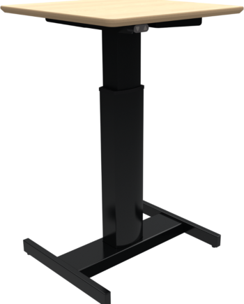 Enkeltben Hæve- Sænkebord Zennord Fluidform Firkantet 60x60 Cm Ahorn Natur Sort Med Hjul Og Integreret Batteri