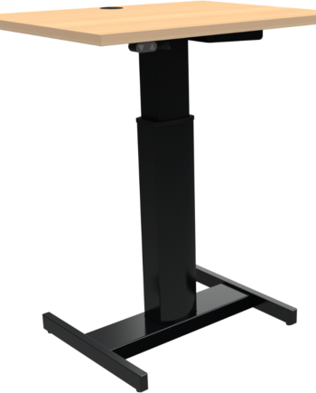 Enkeltben Hæve- Sænkebord Zennord Fluidform Natur Sort 80x60cm Justerbar 68-120cm