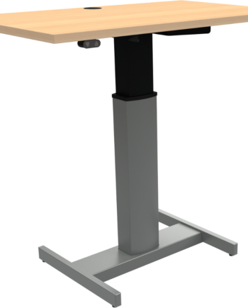 Enkeltben Hæve- Sænkebord Zennord Peakboards Sit-stand Skrivebord Bøg Natur Sølv H68-120 Cm   B100   D60 Cm Med Hjul Og Batteridrift