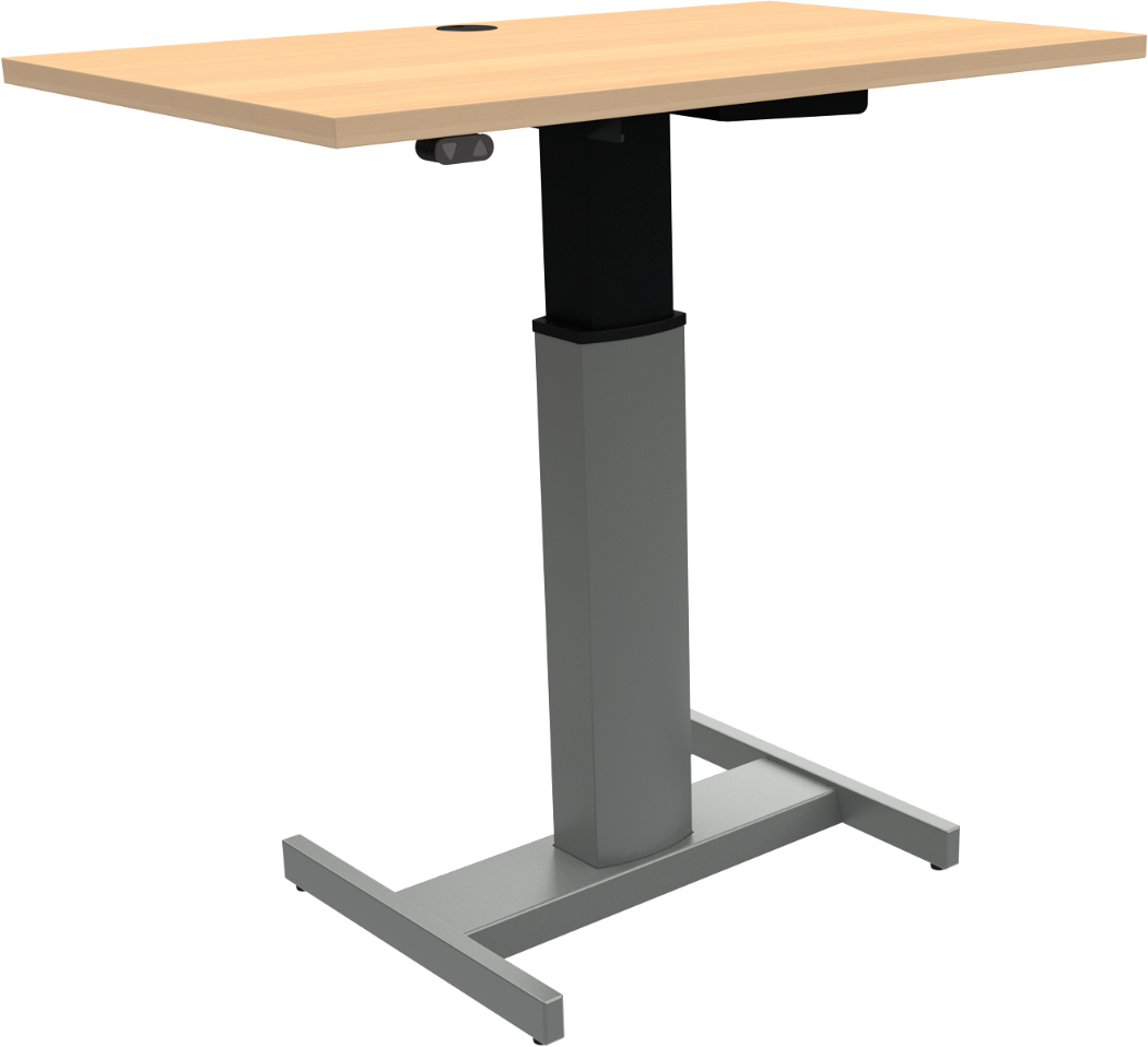 Enkeltben Hæve- Sænkebord Zennord Peakboards Sit-stand Skrivebord Bøg Natur Sølv H68-120 Cm B100 D60 Cm Med Hjul Og Batteridrift