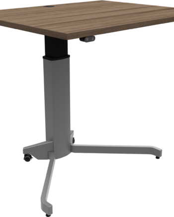 Enkeltben Hæve- Sænkebord Zennord Zenrise Mørk Natur Sølv   Valnød Med Melaminoverflade H68-120 Cm Robust Stel Med Låsbare Hjul