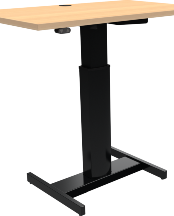 Enkeltbenet Hæve- Sænkebord Zennord Fluidform 68-120 Cm 100x60 Cm Natur Sort Med Hjul Og Batteridrift