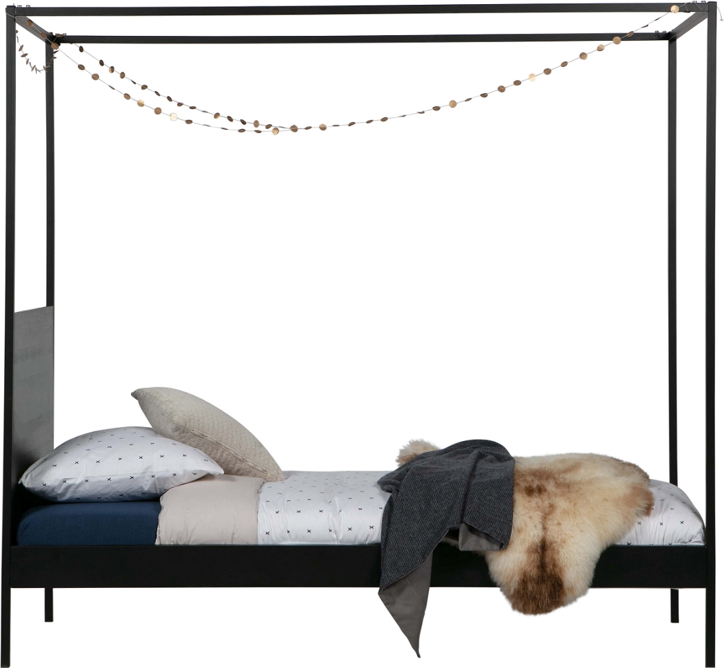 Enkelthimmelseng Woood Dani  Mat Sort Metal Sengeramme Til 90x200 Cm