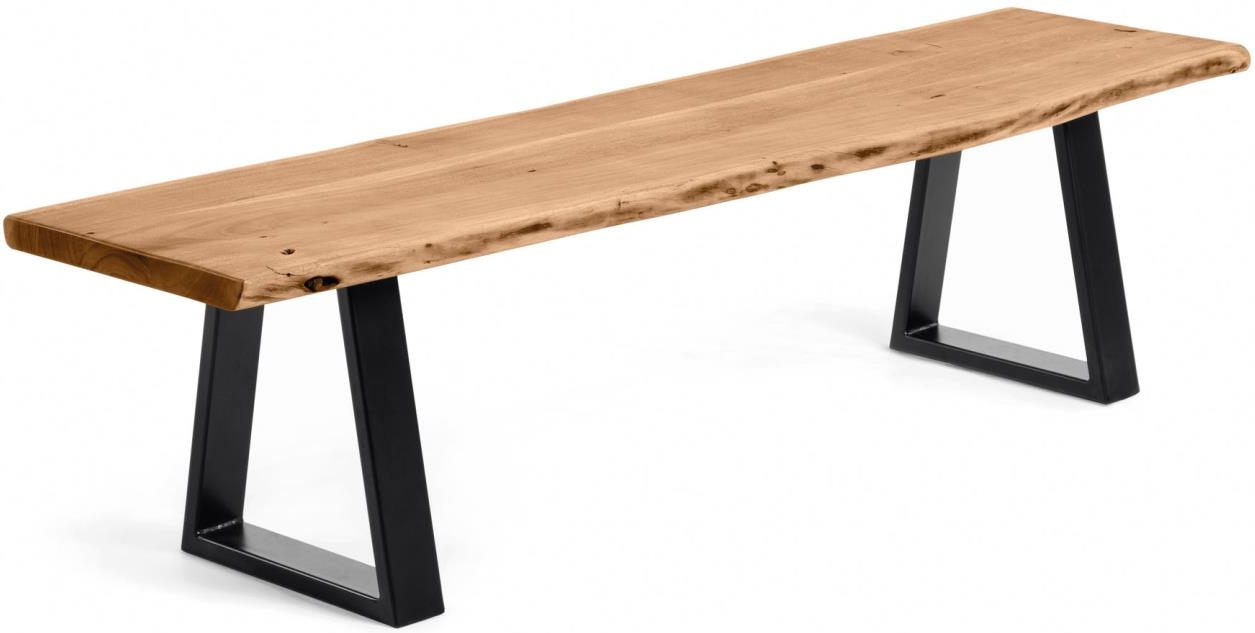 Entrébænk Kave Home Alaia   Massiv Akacietræ Og Sort Pulverlakeret Stål 180x45x45 Cm