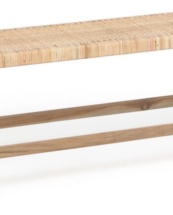 Entrébænk Kave Home Beida Teak Og Håndvævet Rattan Rustik L120xb40xh48 Cm