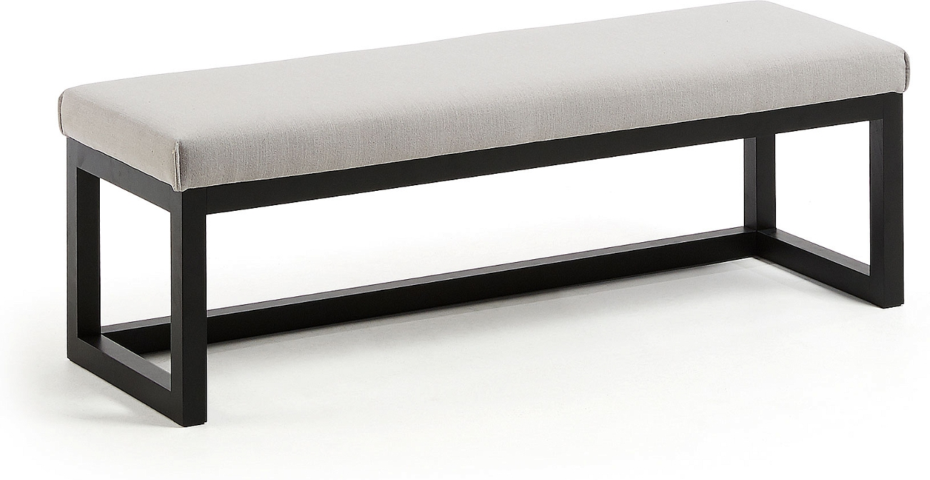 Entrébænk Kave Home Loya Polstret Grå Sort Med Opbevaring 128x42x41 Cm