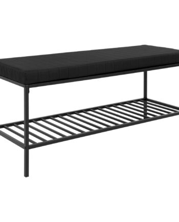 Entrébænk Med Hylde Og Hynde  Sort Med Sorte Ben  100x36x48   Cm