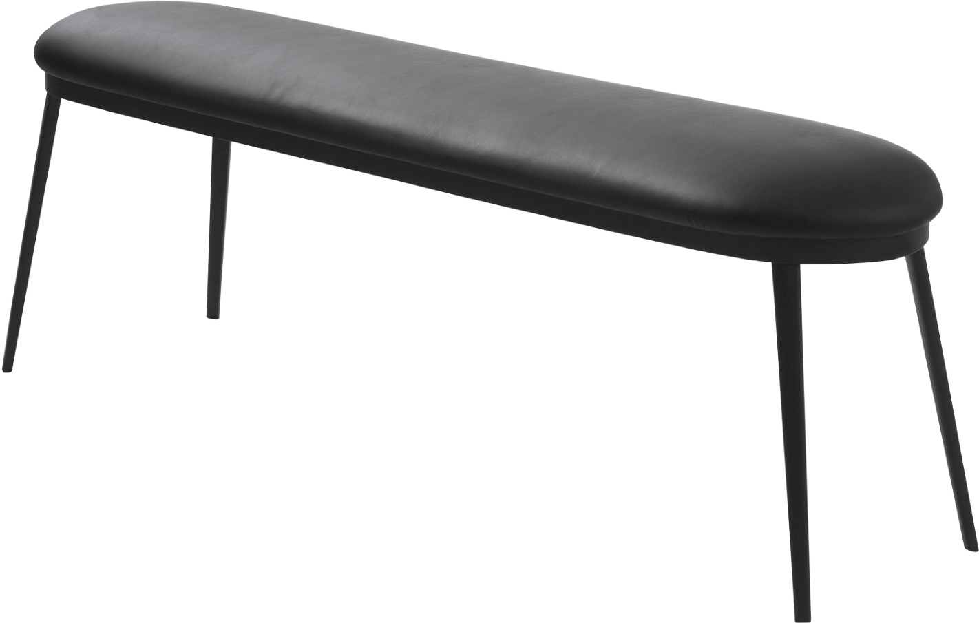 Entrébænk Nordique Design Gain Polstret   Sort Kunstlæder Med Metalstel 140x36x47   Cm