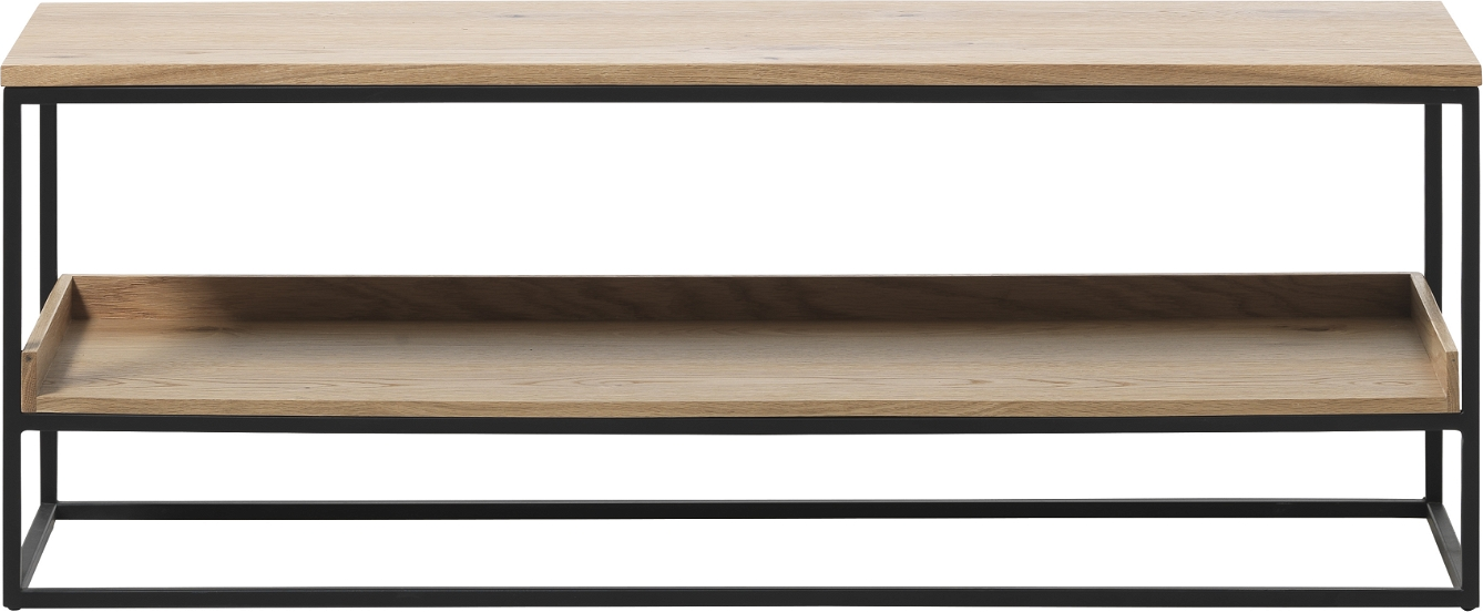 Entrébænk Nordique Design Rivoli Natur Med Opbevaring   Hvid Egetræ   Sort Metal   120x35x45 Cm