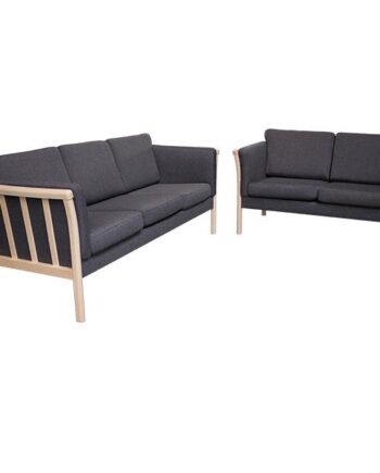 Denver Sofasæt     Grå Stof Ubehandlet Eg