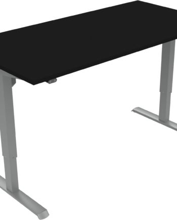 Firkantet To-bens Hæve- Sænkebord 160x80 Cm Zennord Adaptdesk Sort Sølv