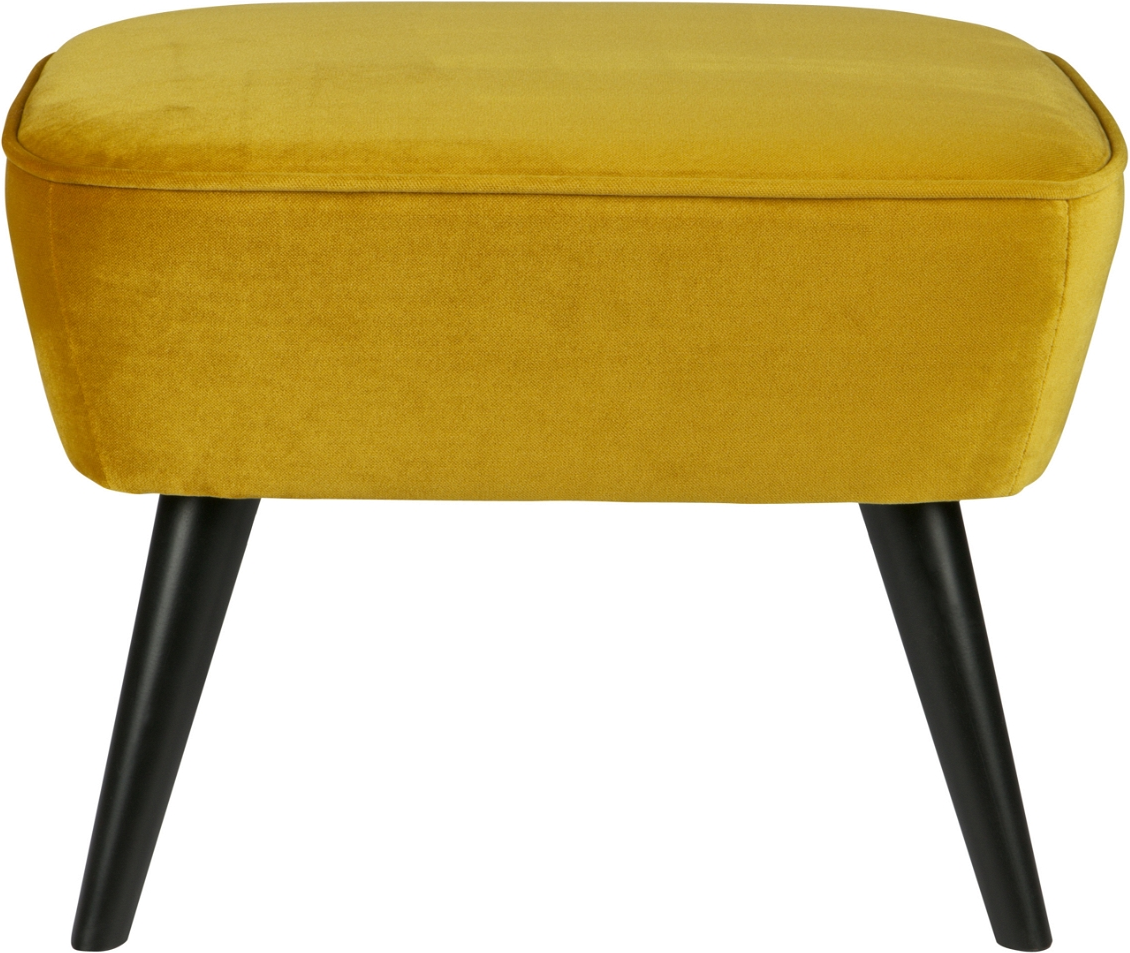 Fodskammel Woood Sara   Okkergul Fløjlsblød Polyester  H41ã L56ã B36 Cm