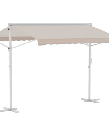 Fritstående Markise  Havemarkise  Markise Med Foldearm Og Håndsving  Terrasse  Cremefarvet  3x3m