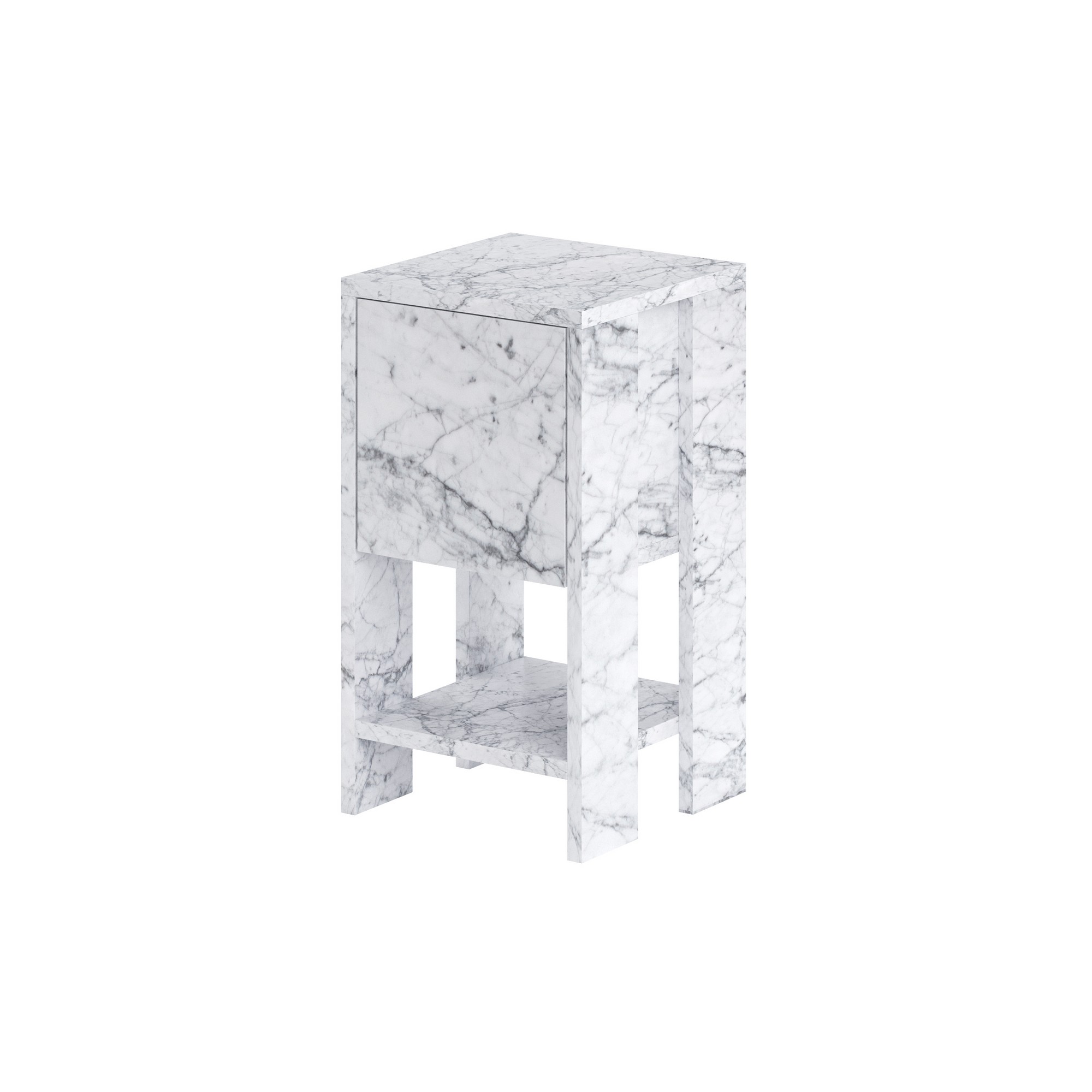 Funzi Living Ema Natbord Låge Og Hylde Carrara Marmor Melamin 30x30