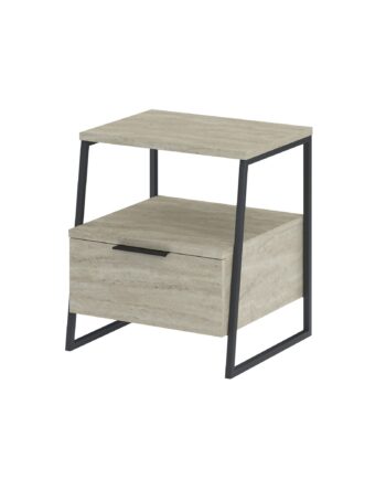 Funzi Living Pal Sengebord       Rum Og   Låge Travertin Melamin Og Sort Metal  45x40