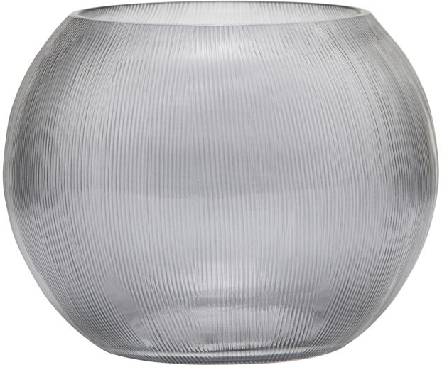 Fyrfadsstage Lysestage House Doctor Chub Grå Rilleret Glas ø11 H8 Cm