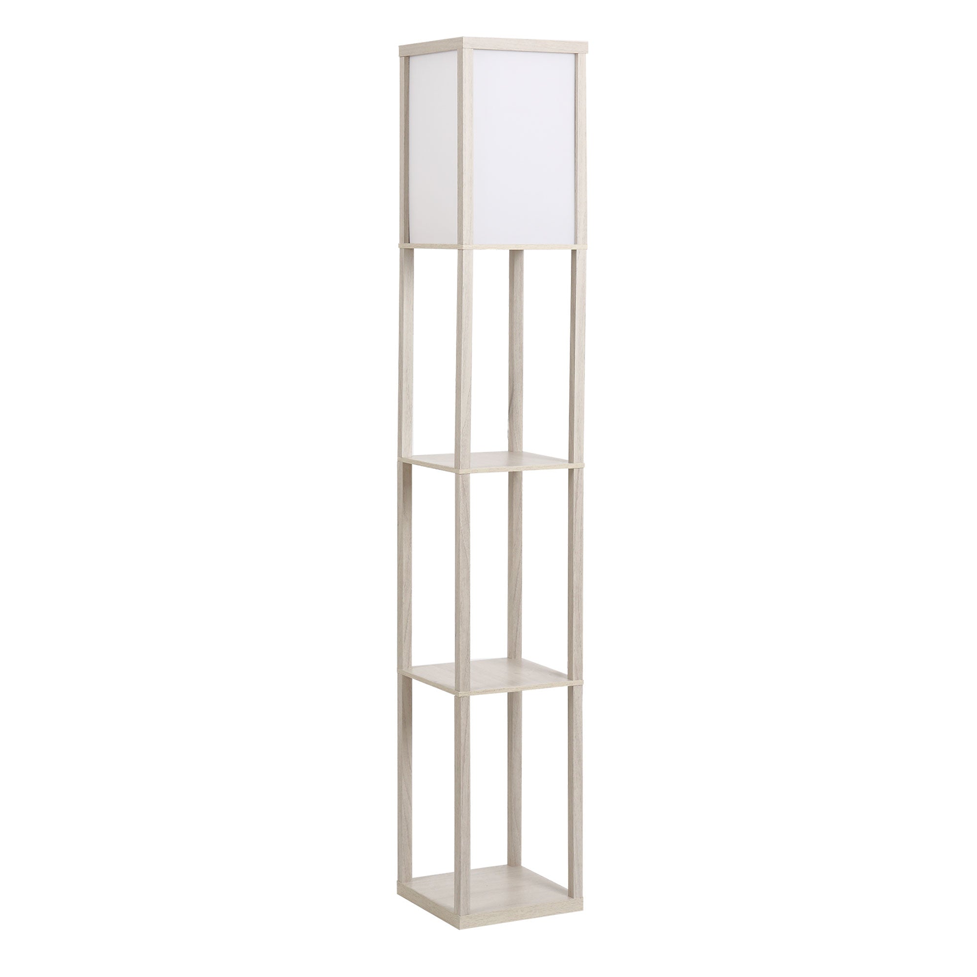 Gulvlampe Med Hylder Træ 26 26 160 Cm Til Stue Soveværelse Pære Medfølger Ikke