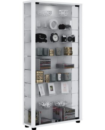 Gulvstående Vitrineskab  113   59   18 Cm  Hvid