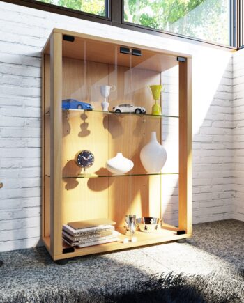 Gulvvitrineskab Med Sikkerhedsglas Og   Hylder  80   60   25 Cm  Farve: Bøg