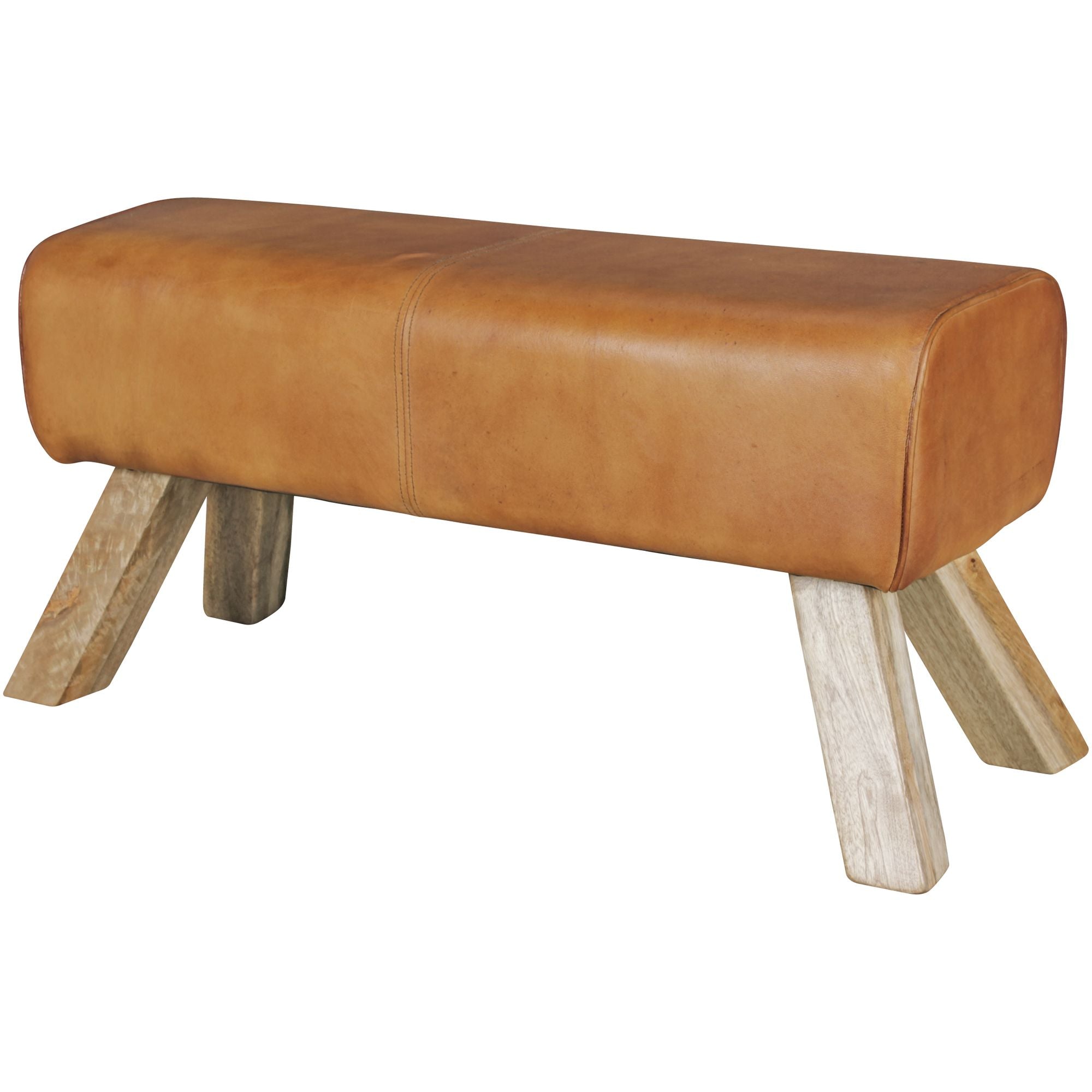 Håndlavet Entrébænk Gymnastikbænk ægte Læder Og Træ 90x30x43 Cm Ikonisk Retro-look Brun