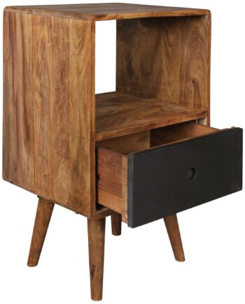 Håndlavet Natbord   Retro-look  Sheeshamtræ  Brun   Sort
