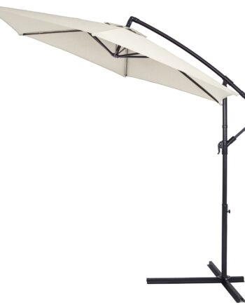 Hængeparasol Parasol Med Stativ  330 Cm  Uv-beskyttelse 40  Creme Hvid