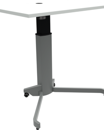 Hæve- Sænkebord Enkeltben Firkantet Zennord Zenrise Elektrisk Hvid Sølv 68-120 Cm Mfc Hjul Kabelstyring