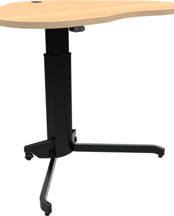 Hæve- Sænkebord Enkeltben Hjerteformet Zennord Aerotable Natur Bøg Sort   Højde 68-120 Cm