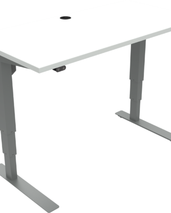 Hæve- Sænkebord Ergonomisk Skrivebord Zennord Versastand Firkantet To-bens 120x60 Cm Hvid Sølv Højdejusterbart 57-122 Cm