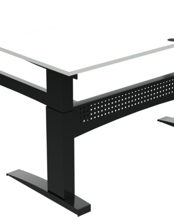 Hæve- Sænkebord Flexdesk Fra Zennord Tre-bens Firkantet Mfc 180ã 180 Cm  Højde 65-122 Cm  Hvid Sort